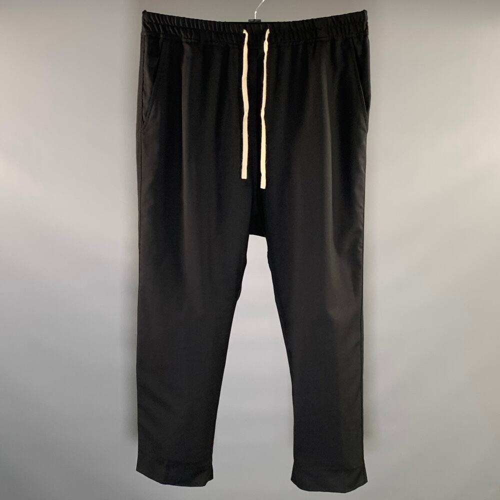 NILI LOTAN Size L Black Wool Drop crotch Casual Pants